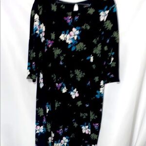 J.‎ Jill WEAREVER COLLECTION WO SIZE XL PETITE Sheath Dress BLACK FLORAL CLEAN